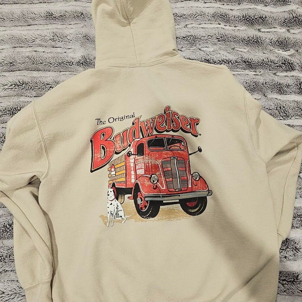 Budweiser Men's Cream and Tan Hoodie